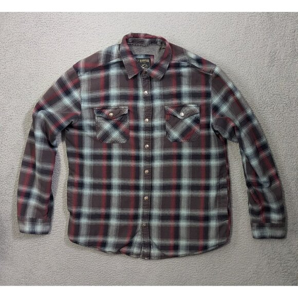 Grizzly Mountain Other - Grizzly Mountain Shirt Jacket Mens XL Flannel Red Gray Plaid Lined Shacket Snap